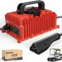 10L0L Smart Golf Cart Battery Charger for EZGO TXT & RXV, 15 AMP 48 Volt Golf Cart Charger with 3-pin Triangular Plug Fits Lead-Acid and Lithium Battery (Red)