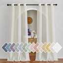 NICETOWN Bedroom Curtains Linen Blend 90 inches Long, Grommet Privacy Semi Sheer Curtains Privacy Window Treatments with Light Filtering for Bedroom, Natural, W36 x L90, 2 Panels (36"W x 90"L (Pack of 2))