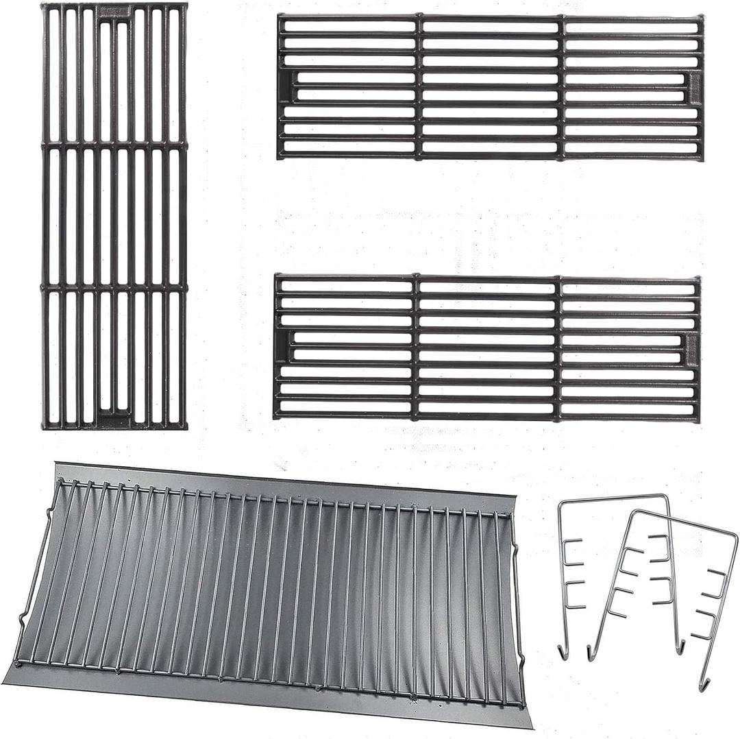 Grill Grates and Ash Pan with Hanger Kits Replacement Parts for Char Griller 1324, 1329, 2727, 2929, 1224, 2828, E1224, 200048, 1321, 2222, 2121 Charcoal Grill, Grill Parts for Charbroil 17302056