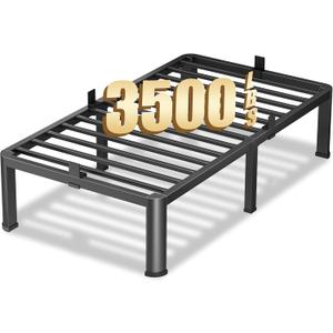 14 Inch Twin Heavy Duty 3500 lbs Bed Frame with Round-Corner Legs & Anti-Squeak Design  Quick Assembly Metal Platform, No Box Spring Needed