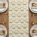 Artoid Mode Beige Soft Plush Faux Fur Jacquard Paws Pet Table Runner, Kitchen Dining Table Decoration for Home Party Decor 13x108 Inch
