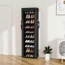 VTRIN Vertical Narrow Shoe Rack Organizer 10 Tier Tall Shoe Shelf Holds 20-22 Pairs with Non-Woven Dustproof Cover for Closet, Entryway Black