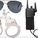 Beelittle Police Handcuffs Walkie Talkies Sunglass Costume Accessories