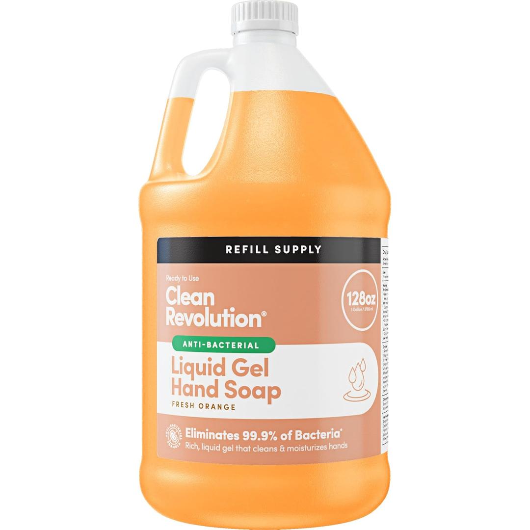 Clean Revolution Antibacterial Liquid Gel Hand Soap Refill, 128 Fl Oz - Made in USA