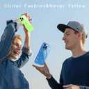 Qviskteme for iPhone 15 Pro Case for Women Cute,Clear Glitter with [1 x Tempered Glass Screen Protector] Slim Phone Cases Shockproof Bumper Protective Soft Silicone Thin Cover Case 6.1" Blue Titanium