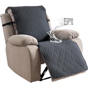 Genina Waterproof Oversized Recliner Chair Covers - 100% Protection, Non-Slip, Washable Recliner Slipcover for Larger Recliners, Kids & Pets Friendly28'' / Dark Grey