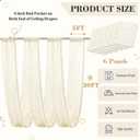 6 Panels Beige Ceiling Curtains with Lights for Weddings - 5ftx30ft Wrinkle-Free Tulle Fabric Wedding Arch Draping Ceiling Drapes Decorations for Wedding Party Ceremony Stage Tent Event, 60"W x 360"L