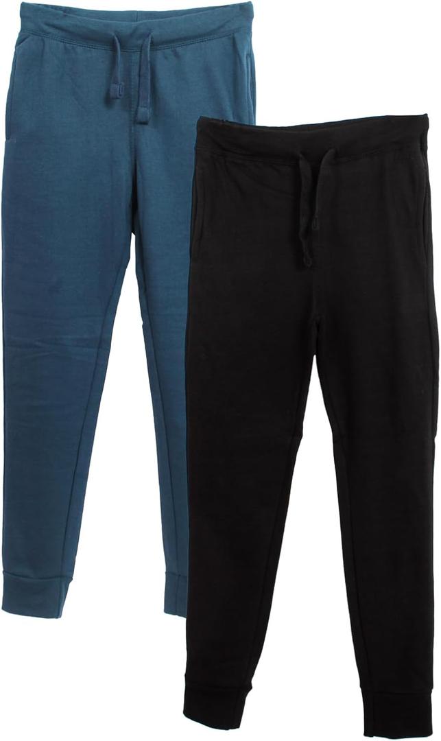 BROOKLYN VERTICAL 2-Pack Boys Fleece Cotton Joggers Pant|Soft Comfortable Cotton,Drawstring Pull,Pockets| Sizes 7-8, Pack E