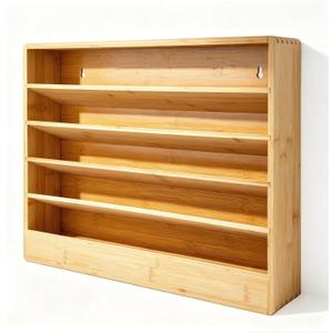 Bamboo Tiered Spice Rack Organizer for Cabinet,Wooden Seasoning Rack for Countertop, Cupboard, Pantry, Kitchen (Spice Jars Not Included), Holds 50 Jars，Bamboo