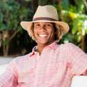 Wallaroo Hat Company Mens Outback Fedora  Lightweight Wide Brim Natural Fiber Hat, UPF 50+ UV Protection, Travel Sun Hat (Large-X-Large)