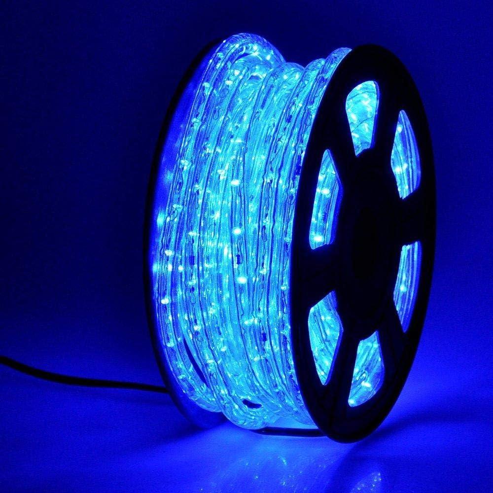 50ft 360 LED Waterproof Rope Lights, 110V Connectable Indoor Outdoor Blue Rope Lights for Outside, Deck, Patio, Pool, Camping, Bedroom Decor, Landscape Lighting and More (Blue)