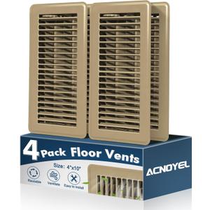 4" x 10" Floor Register, 4 Pack Floor Vent Covers, Heavy Duty Steel Walkable Air Vents Covers for Home Floor Wall Ceiling - Brown