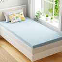 EGOHOME 2 Inch Twin Memory Foam Mattress Topper, Cooling Gel Infused & Pressure Relieving Pad in a Box, Dorm Room Essentials, CertiPUR Certified, Blue