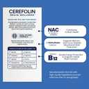 Cerefolin Brain Wellness, Targeted Nutrition for Cognitive Support, Improves Memory, Focus & Concentration, L-Methylfolate, NAC, B12, Neurologist Recommended (30 Count) Best By 11/2027