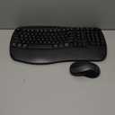 MEETION Ergonomic Keyboard and Mouse Wireless Combo, Wave Keys Natural Typing, 2.4G USB Receiver Wireless Keyboard with Wrist Rest, 4 Adjustable DPI Optical Mouse, Computer/Laptop/Windows/Mac, Black