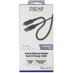 ZGEAR SILICONE CABLE LIGHTNING 6FT GREY