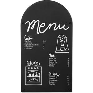 Metal Magnetic Chalkboard for Wall - 17 x 31.5 Inch Large Chalk Board Sign Board for Wall, Magnet Board, Blackboard Food Truck Menu Board for Kitchen, Hanging Signs - Arched