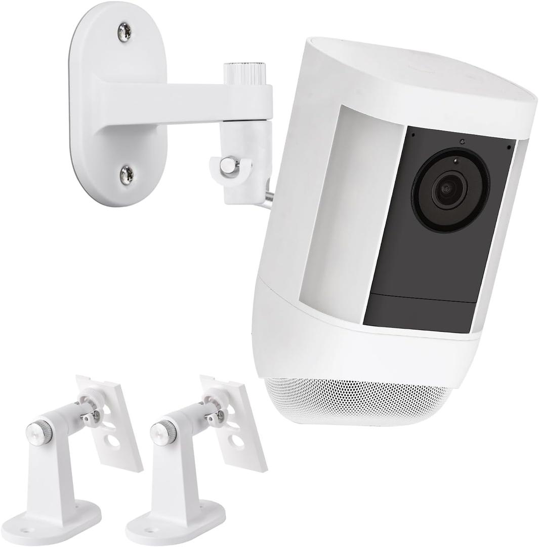 2Pack Security Wall Mount for Ring Spotlight Cam Battery and Ring Spotlight Cam Plus/Pro (Battery), 360 Adjustable Indoor/Outdoor Mounting Bracket for Your Surveillance Camera System - White