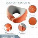 Skechers Women's Memory Foam Neck Pillow, Comfortable & Breathable Travel Pillow, Neck Pillow Airplane for Travel, Car Rides, Home, and Office Use, Ergonomic Design for Men and Women,Orange