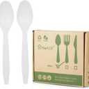 Compostable Spoon,100 Biodegradable Silverware for Party,Large Disposable Utensils Eco Friendly Durable and Heat Resistant,Alternative to Plastic Spoon