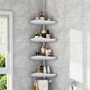 Epicano Corner Shower Caddy Tension Pole-56-115 INCH, 4-Tier Adjustable Shower Shelves with Tension Pole, Rust-Resistant Corner Shower Organizer, Adjustable Bathtub Tub Shampoo Storage, Premium Gray