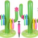 2 Pack Inflatable Cactus Ring Toss Game Sets,Cactus Pool Game Toys Target Toss Floating Swimming Summer Game Toys for Mexican Fiesta Party Accessories Hawaiian Pool Beach Party Decoration Supplies
