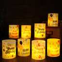 Happy Birthday Table Centerpiece Decorations, 8 Sets Birthday Centerpieces Lantern Boxes & LED Tea Lights, Flameless Votive Candle Holders for Birthday Party, Candle Shade Cover Sleeve for Home Office (Black and Red)