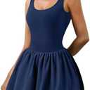 Athletic Dress for Women Bubble Hem Tennis Dress with Pockets U Neck Sleeveless Dress with Built in Shorts, Size Medium
