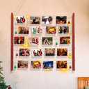 Pinkunn Lighted Christmas Photo Card Holder Display Decoration with 30 Clips 8 Christmas Ball 2 Light String 26 x 29 Inch Xmas Wall Hanging Picture Holders for Home Bedroom Pictures Organizer Decor