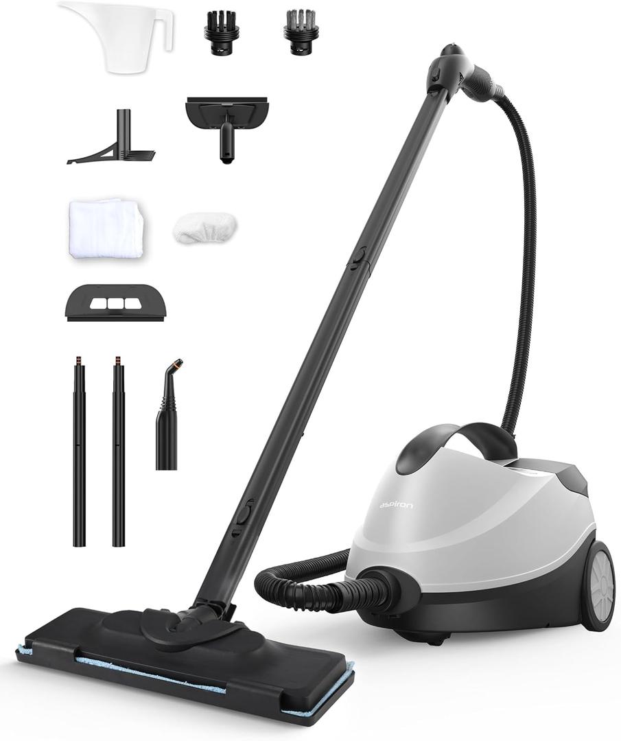 Steam Cleaner, Fast 50S Heat-Up Refill Anytime, Powerful Multipurpose Steamer Mop for Home Ues, Portable Heavy Duty Steamer for Carpets, Floors, Cars, Tiles, and Grout Cleaning, 6M Power Cord, Grey