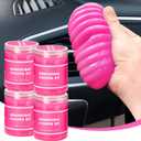 4 Pack Car Cleaning Gel, Pink Car Cleaning Putty, Universal Auto Detailing Tools Car Slime for Air Vent, Dashboard and Keyboard, Auto Accessories for Women