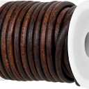 GENIQUE Real/Genuine Round Leather String Cord for Necklace, Bracelets, Jewellery, Braiding (4mm, Antique Brown Distressed)