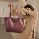 WLLWOO Soft Vegan Leather Tote Bag for Women Large Casual Hobo Handbags Zipper Shoulder Work Daily Weekender Travel Purse