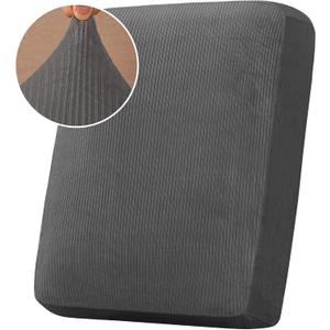 H.VERSAILTEX Velvet Stretch Couch Cushion Cover Plush Cushion Slipcover for Chair Cushion Furniture Protector Seat Cushion Sofa Cover (1 Piece Armchair Cushion Covers, Grey Striped)