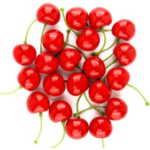 20PCS Fake Fruit Cherry, Artificial Cherry for Birthday Party Direction, Fake Cherry Model for Photography Prop, Lifelike Fake Cherry/ Simulation Cherry Model for Home Kitchen Dining Decoration
