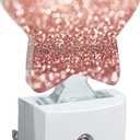 Star Night Light Plug in, Pink Glittering Dusk to Dawn Sensor Night Light, Soft Glow Lamp for Kids Bedroom Nursery Hallway Bathroom, Energy Saving Compact Design