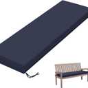 Outdoor Bench Cushion 60 X 18 X 3.5 Inch Thick Waterproof Patio Furniture Cushions, Patio Porch Swing Replacement Seat Pad with Tie Straps and Anti-Slip, for Backyard Garden, Navy Blue