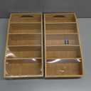 Pumtus 2 Pack Bamboo Pantry Organizers, Storage Bin with Removable Dividers, Divided Snack Oragnizer with Handle, Stackable Cabinet Basket, Drawer Caddy for Kitchen Office Packets Sauce Pouches