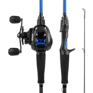 KastKing Centron Fishing Rod and Reel Combo, Spinning & Baitcasting Combos, IM6 Graphite 2Pc Blanks, Stainless Steel Guides with Ceramic Rings, Contoured EVA Handles & Fighting Butt