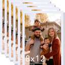 2 Packs 8x12 Picture Frame White, Engineered Wood 8 x 12 Photo Frame, 8 by 12 Photo Poster Frame for Wall Hanging and Tabletop Set of 6, White