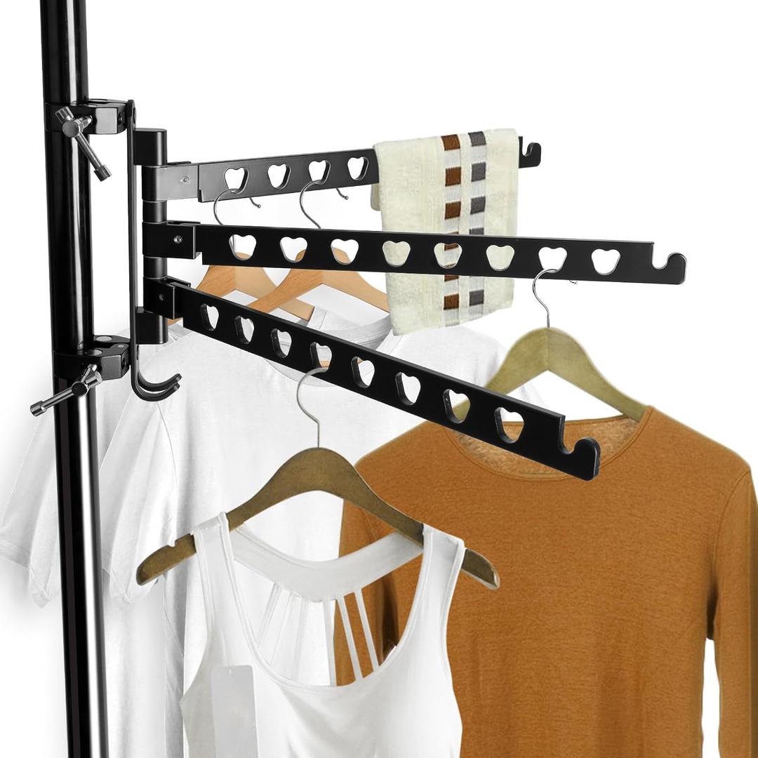 RV Clothes Drying Rack,180 Swivel Arms All Metal Ladder Mounted Clothes Drying Rack,90Foldable Design for MotorHomes,Boat,Trailers,Fifth Wheels,Campers,Travel,Home