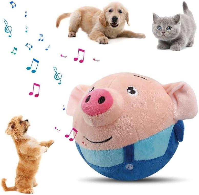 Interactive Dog Toys,Jumping Squeaky Dog Toys with Recording and Music Modes,Activated Dog Toy Moving Dog Toy for Small/Medium/Large Dogs to Keep Them Busy(Red Pig)