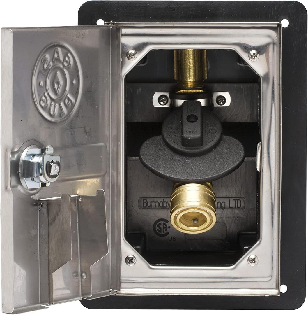 Manufacturing Ltd Recessed Gas Plug 1/2" NPT Inlet, 3/8" Quick Disconnect Outlet
