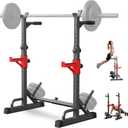 YYJO Adjustable Squat Rack
650 LBS Heavy Duty, 8 Height & 10 Width Levels, 6-Position Safety Bumper, Home Gym Weight Lifting Stand, Strength Training