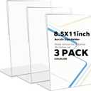 CHILDLION 3 Pack Acrylic Sign Holder 8.5x11 Inches, L-Shape Acrylic Stands for Flyers, Clear Display Holder, Documents, Office, Restaurants, Vertical Sign Holder (3 Pack 8.5*11)