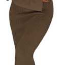 SOLY HUX Women's Off The Shoulder Long Sleeve Sweater Dress Party Formal Bodycon Maxi Dresses (Large, Plain Brown)