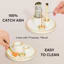ZenBless Multifunction Incense and Candle Holder for Burning Sage, Palo Santo, Incense Sticks - 5.9" Ceramic Ash Catcher Tray for Meditation Room Home Decor Spritual Gifts(Gold Sun)