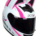 Adult Personalized Cat Ear Motorcycle Helmet,Men and Women Cool Cat Locomotive Motorcycle Full Face Helmet,DOT/FMVSS-218 Certification Standard,Suitable for All Seasons (Large, PINKWHITE)