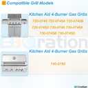Replacement Kit for Kitchen Aid 720-0745B 740-0780 860-0012 720-0745 720-0745A, 7MM Solid Stainless Steel Cooking Grates, Burners and Heat Plates for Kitchenaid Grill Replacement Parts