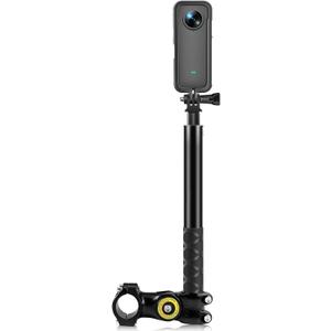 PULUZ Stable Aluminum Motorcycle Bicycle Camera Mount with Monopod Stand Shock-Proof Panoramic Capture for Insta 360 One2/3 and Other Action Cameras Fits 29mm-32mm Handlebars for Off-Road Adventures